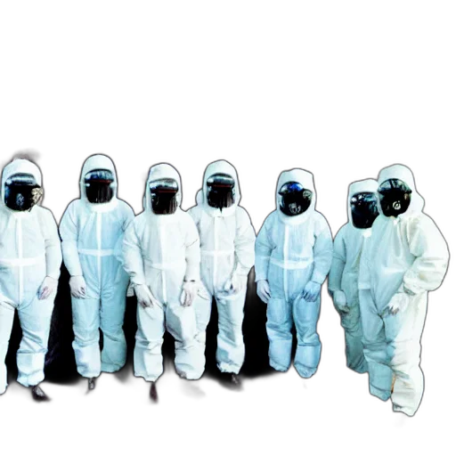 mask, jacket, robot, staff, concept art, pixel art, outer space, wide transparent PNG cut-out