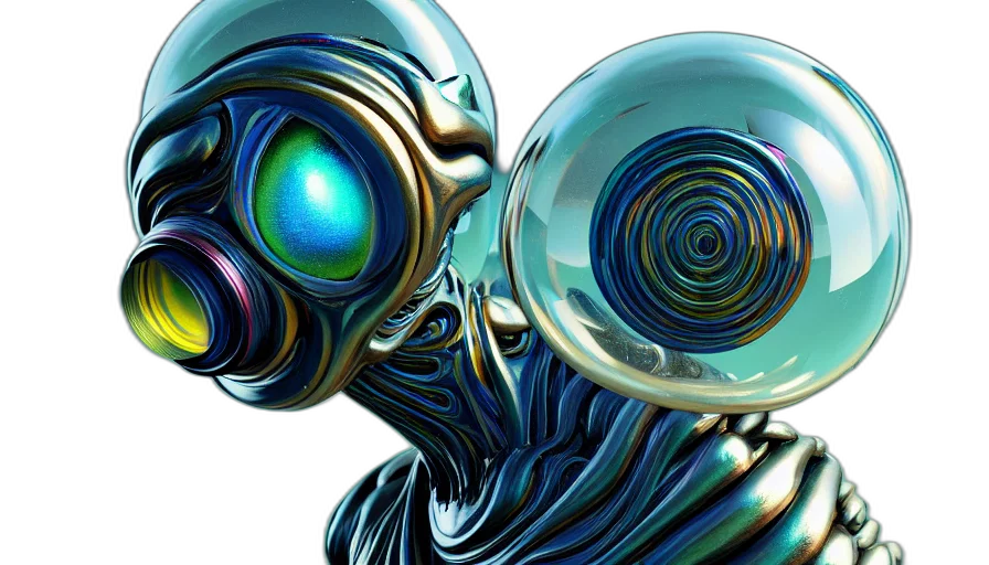 robot, mask, creature, face, concept art, cyberpunk, comic book art, 3d render transparent PNG cut-out