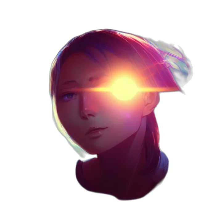 face, robot, mask, crown, concept art, cyberpunk, vaporwave, anime transparent PNG cut-out