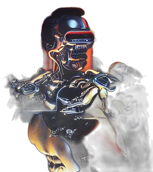 robot, mask, concept art, cyberpunk, 3d render, fantasy art, retro, commodore transparent PNG cut-out