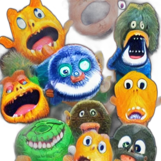 mask, creature, 3d render, concept art, outer space, many, silly, little transparent PNG cut-out