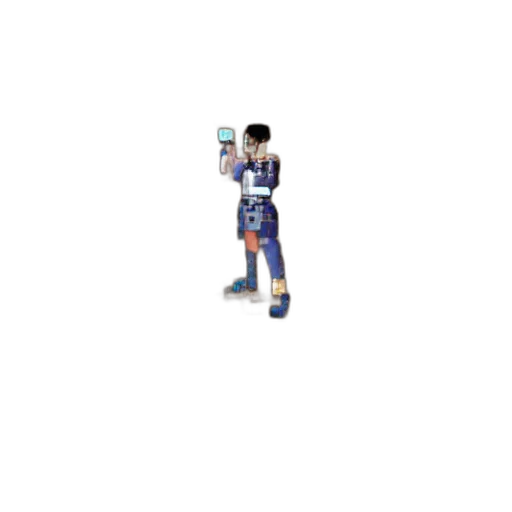 robot, staff, pixel art, 3d render transparent PNG cut-out