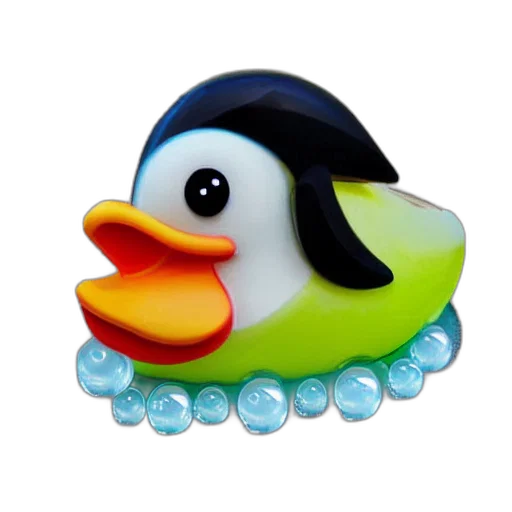 3d render, pixel art, duck, made, bubble transparent PNG cut-out