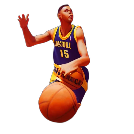 pixel art, photorealistic, concept art, 3d render, steve, curry, basketball, player transparent PNG cut-out