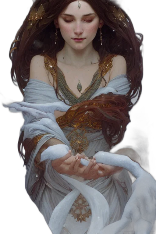 face, jewelry, dress, crown, fantasy art, concept art, photorealistic, oil painting transparent PNG cut-out