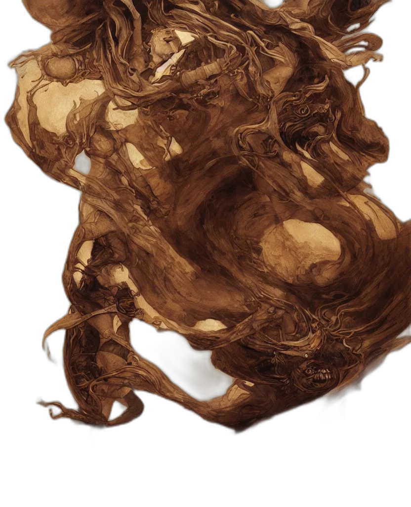 hair, mask, creature, dragon, concept art, fantasy art, photorealistic, oil painting transparent PNG cut-out