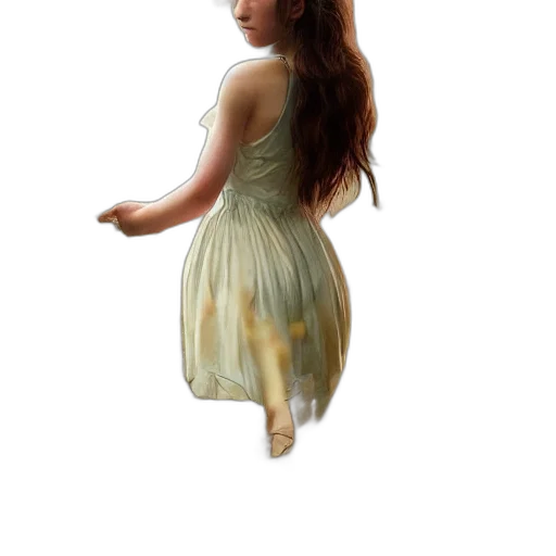 dress, hair, creature, staff transparent PNG cut-out