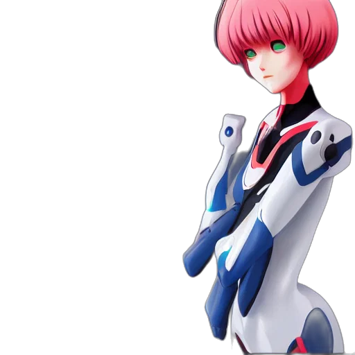 robot, jacket, 3d render, concept art, anime, vaporwave, rei, ayanami transparent PNG cut-out