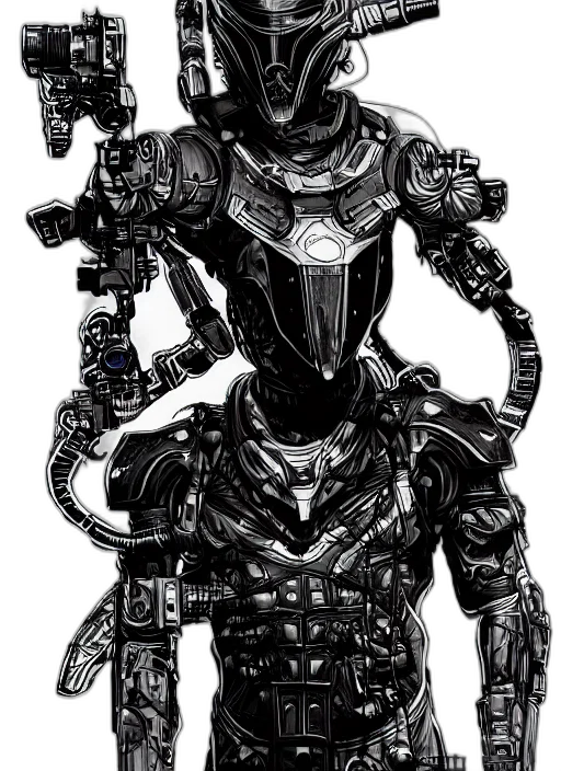 robot, staff, concept art, cyberpunk transparent PNG cut-out