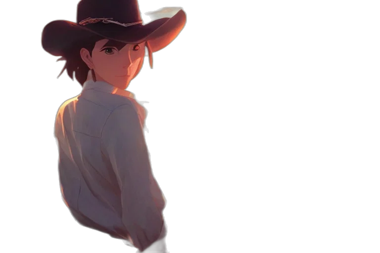 hat, weapon, jacket, staff, anime, concept art, watercolor, photorealistic transparent PNG cut-out