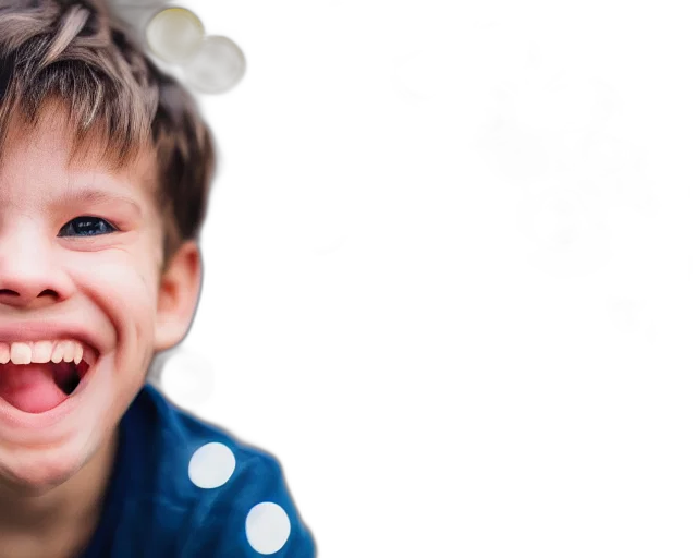 face, photorealistic, photography, close, laughing, boy, dof, bokeh transparent PNG cut-out