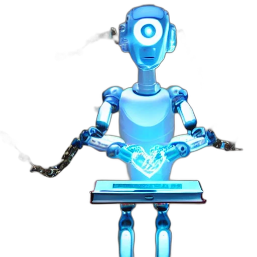 robot, staff, concept art, 3d render transparent PNG cut-out