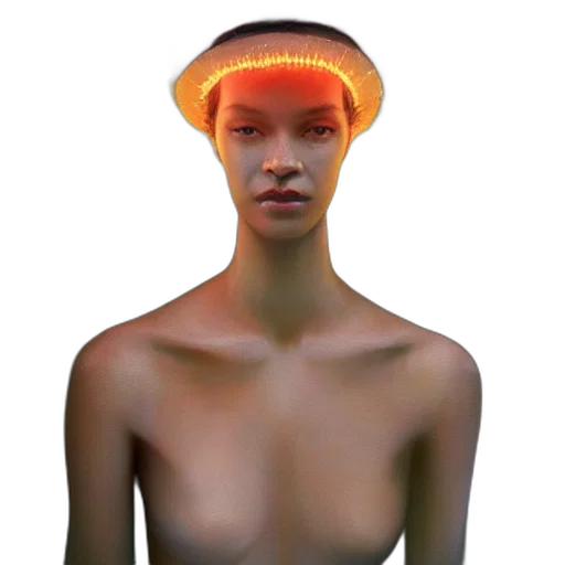 hat, crown, hair, mask, 3d render, concept art, cyberpunk, photorealistic transparent PNG cut-out