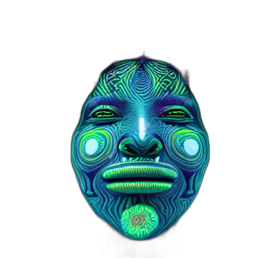 mask, face, creature, robot, 3d render, concept art, vaporwave, fantasy art transparent PNG cut-out