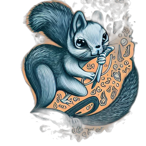 dragon, fantasy art, concept art, watercolor, comic book art, blue, foamy, squirrel transparent PNG cut-out