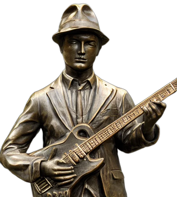 photorealistic, photo, medium, shot, bronze, statue, young, man transparent PNG cut-out