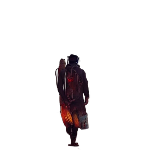 jacket, staff, creature, sword, concept art, pixel art, 3d render, fantasy art transparent PNG cut-out