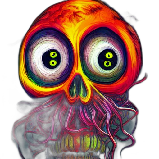 mask, face, creature, watercolor, concept art, fantasy art, comic book art, fire transparent PNG cut-out