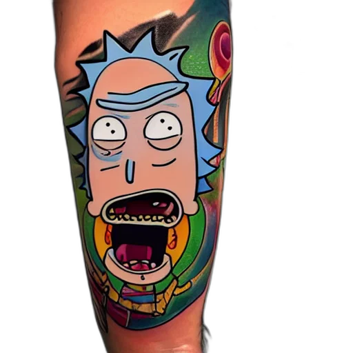 cartoon, concept art, rick, morty, full, body, tattoo, artists transparent PNG cut-out