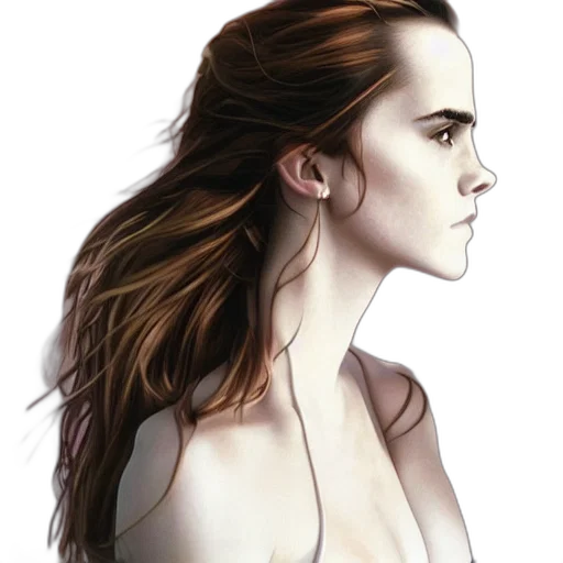 face, hair, dress, jewelry, photorealistic, concept art, fantasy art, watercolor transparent PNG cut-out