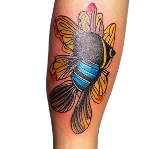 jewelry, photorealistic, watercolor, colorful, goldfish, tattoo, bee, sitting transparent PNG cut-out