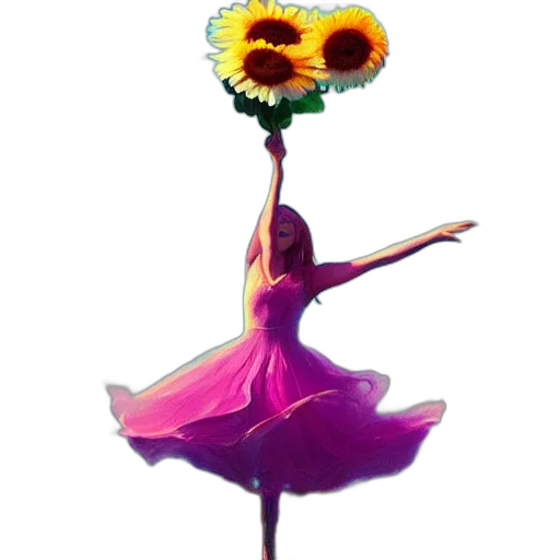 flower, dress, staff, crown, photorealistic, 3d render, concept art, oil painting transparent PNG cut-out