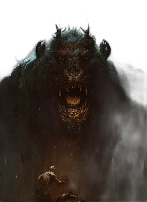 creature, animal, face, concept art, fantasy art, comic book art, photorealistic, fire transparent PNG cut-out