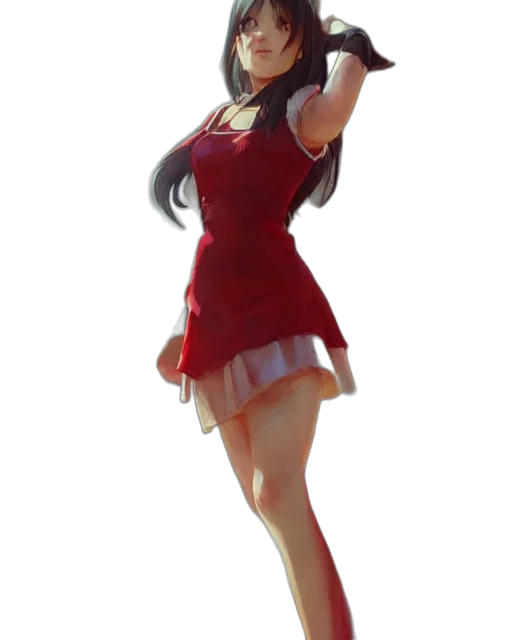 dress, staff, weapon, 3d render, concept art, anime, fantasy art, red transparent PNG cut-out