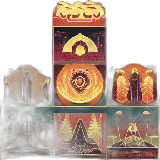 concept art, fantasy art, fire, symmetry, festival, set, disign, high transparent PNG cut-out