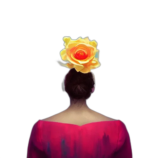 flower, crown, dress, mask, pixel art, photorealistic, 3d render, concept art transparent PNG cut-out
