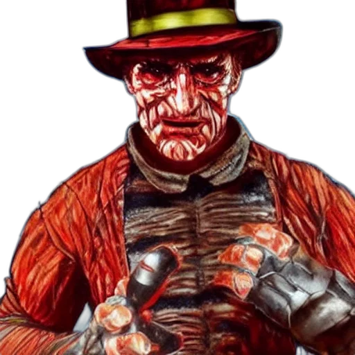 face, staff, comic book art, concept art, pixel art, photorealistic, red, freddy transparent PNG cut-out