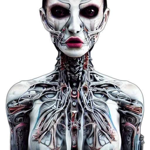 robot, face, jewelry, creature, cyberpunk, concept art, comic book art, 3d render transparent PNG cut-out