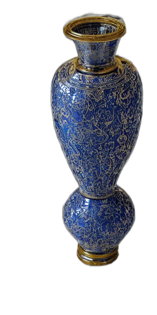 bottle, furniture, crown, jewelry, 3d render, photorealistic, blue, ornate transparent PNG cut-out