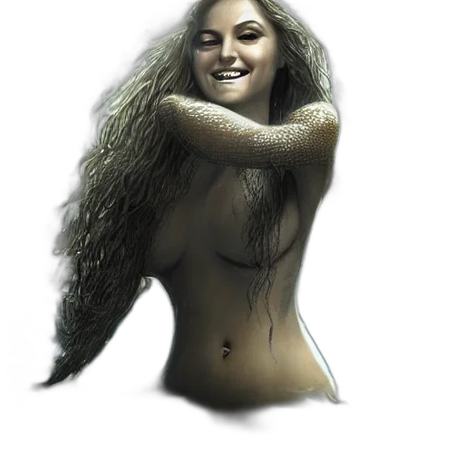 hair, jewelry, creature, dress, photorealistic, concept art, fantasy art, watercolor transparent PNG cut-out