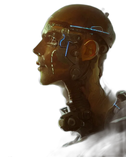 robot, face, cyberpunk, concept art transparent PNG cut-out