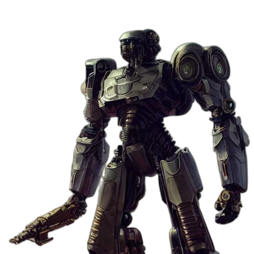 robot, weapon, concept art, 3d render transparent PNG cut-out