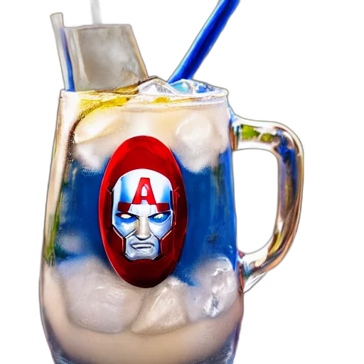 bottle, comic book art, photorealistic, 3d render, closeup, photograph, glossy, captain transparent PNG cut-out