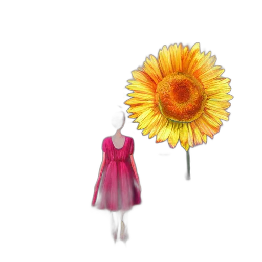 flower, umbrella, dress, staff, 3d render, concept art, photorealistic, pixel art transparent PNG cut-out