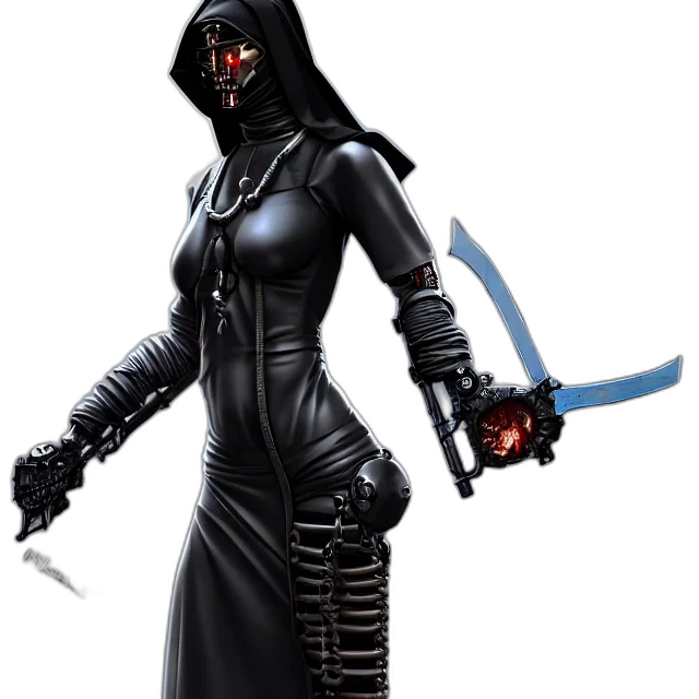 weapon, staff, sword, concept art, fantasy art, 3d render, cyberpunk, nun transparent PNG cut-out
