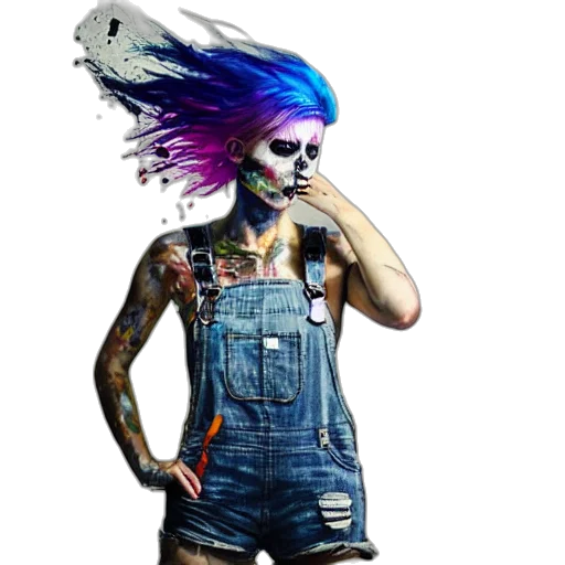 dress, hair, creature, animal, cyberpunk, concept art, photorealistic, fantasy art transparent PNG cut-out