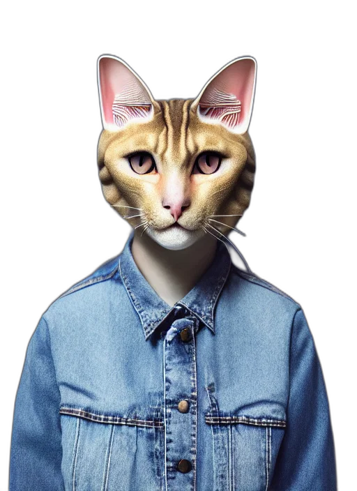jacket, animal, face, mask, photorealistic, 3d render, concept art, cartoon transparent PNG cut-out
