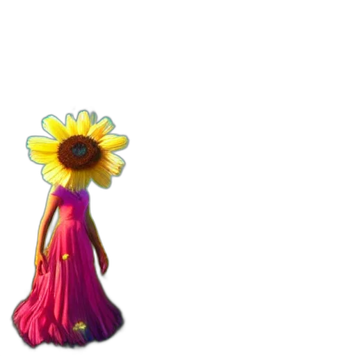 flower, dress, crown, staff, pixel art, concept art, 3d render, fantasy art transparent PNG cut-out