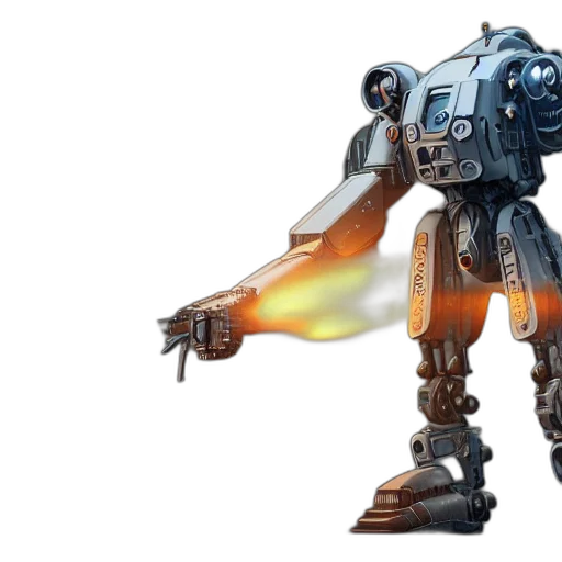 robot, weapon, concept art, 3d render transparent PNG cut-out