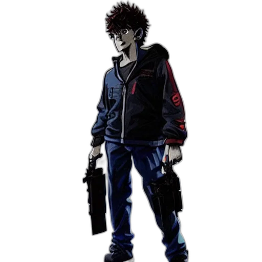jacket, weapon, staff, mask transparent PNG cut-out
