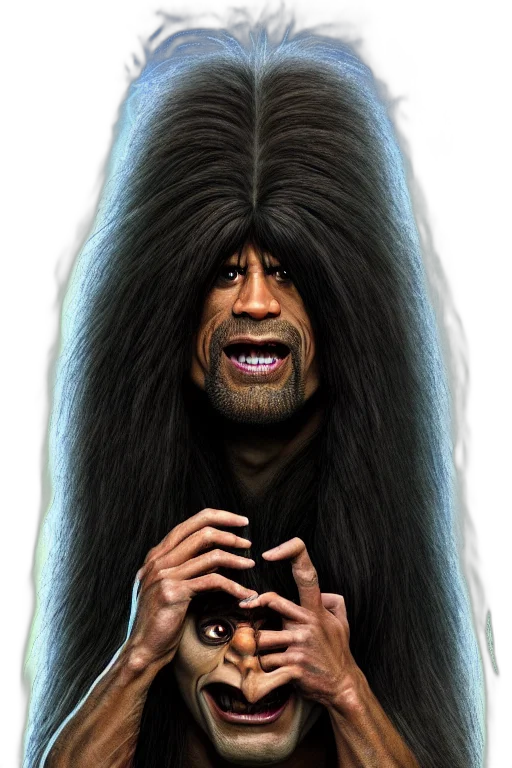hair, creature, animal, staff, photorealistic, concept art, dwayne, johnson transparent PNG cut-out