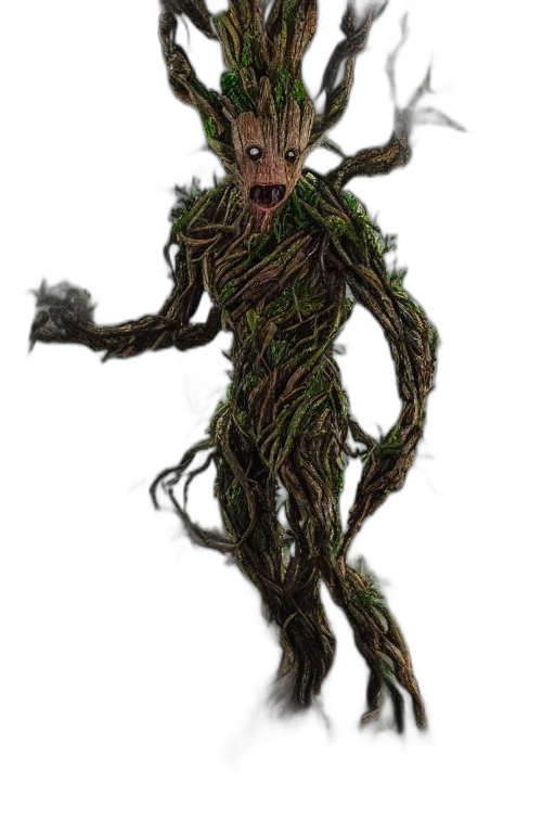 creature, tree, animal, hair, concept art, fantasy art, pixel art, 3d render transparent PNG cut-out