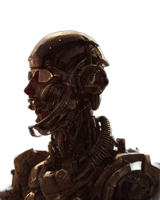 robot, face, mask, creature, concept art, cyberpunk, 3d render, comic book art transparent PNG cut-out