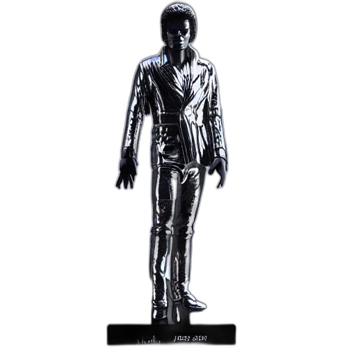 3d render, concept art, michael, jackson, print, statue, chrome, reflect transparent PNG cut-out