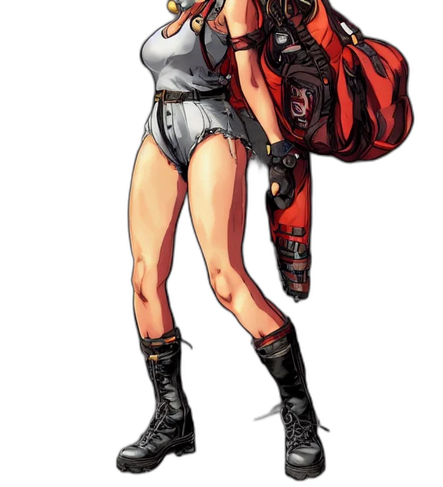 jacket, robot, weapon, concept art, pixel art, cyberpunk, comic book art, red transparent PNG cut-out
