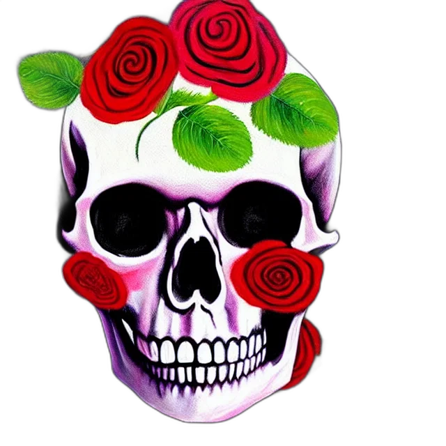 mask, flower, crown, photorealistic, 3d render, vaporwave, concept art, red transparent PNG cut-out